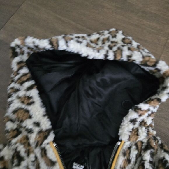 Miu Miu Leopard Teddy Brown Bomber Jacket Hooded Coat size 42 6 S NEW - Picture 11 of 15